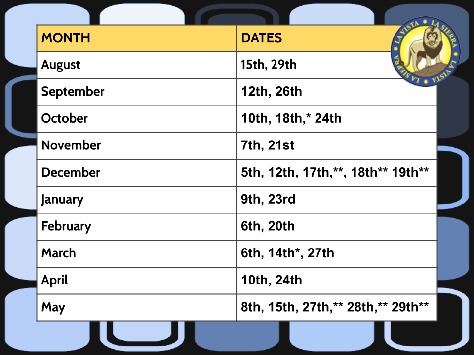 Image of Early Release Schedule